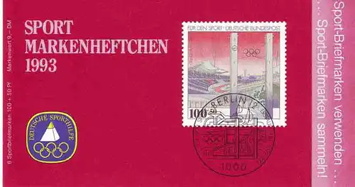 Sport 1993 Olympiastadion Berlin 100 Pf, 6x1652, postfrisch
