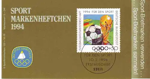 Sport 1994 Coupe du monde de football 100 Pf , 6x1718, post-fraîchissement