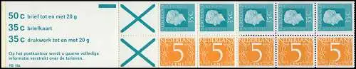 Markenheftchen 19 Königin Juliane und Ziffer 1975 mit 3 Tarifen und PB 19a, **