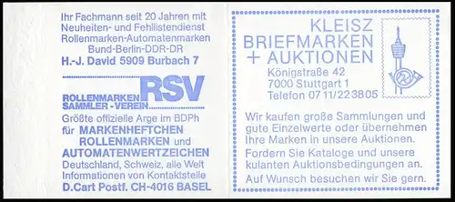 22Ir MH BuS 1980 Buchdruck - mit PLF V postfrisch **