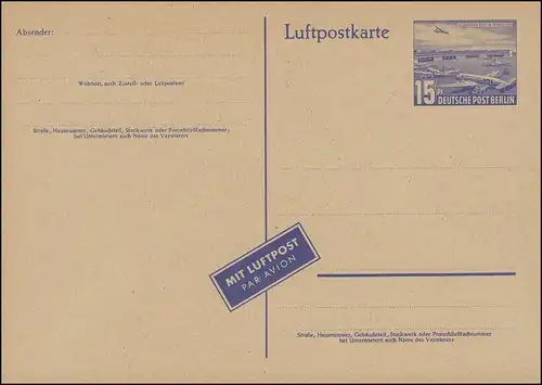 P 16 a - Carte postale aérienne Tempelhof / sémilique - 1ère édition, frais de port **