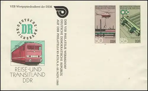 U 3 Eisenbahnwesen in der DDR 1985, Zudruck Philatelia Köln, postfrisch