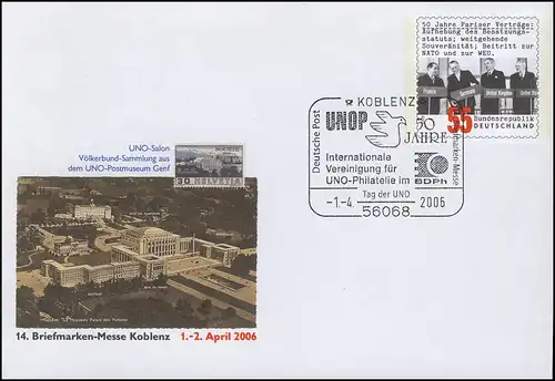 USo 116 Messe Koblence - Musée des postes de l'ONU de Genève 2006, SSt Coblenz UNOP 01.04.2006