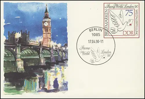 P 105 Exposition Stamp World London 1990 75 Pf, ESSt Berlin 17.04.1990