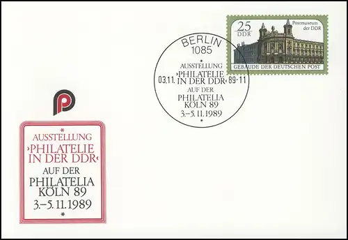 P 104 Philatelia Cologne 1989 25 Pf, ESSt Berlin Philatelie en RDA 3.11.1989