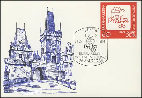 P 99 Praga 1988 60 Pf, ESSt Berlin Exposition mondiale des timbres 03.05.1988