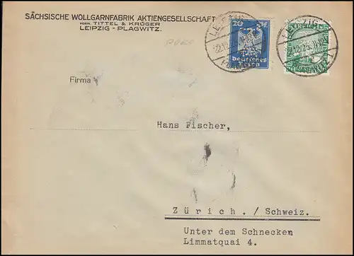 Firmenlochung T&K auf 358 und 372 MiF Auslandsbrief LEIPZIG-PLAGWITZ 22.12.25