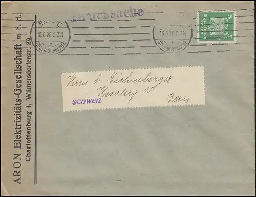 Trou de l'entreprise A.H. déplacé sur Adler 5 Pf. DS BERLIN-CHARLOTENBURG 16.6.26