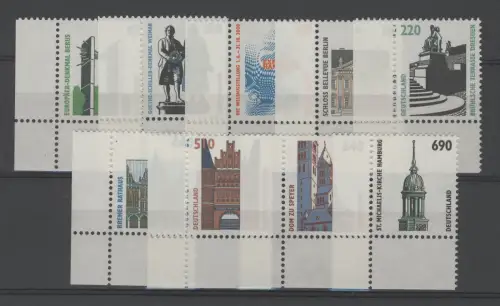 1811 ff SWK 9 DM-Werte aus 10er-Bogen kpl. Ecken unten links, Satz **