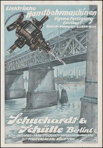 Firmenlochung SSB auf Ziffer 40 Pf. als EF Bohrmaschinen BERLIN 19.1.22