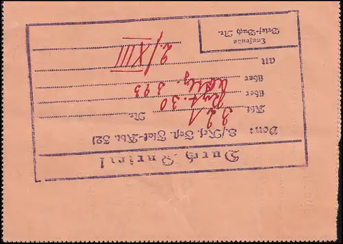 Firmenlochung MB auf Hindenburg 12 Pf. EF auf Feldpost-Kartenbrief BERLIN 1.4.41