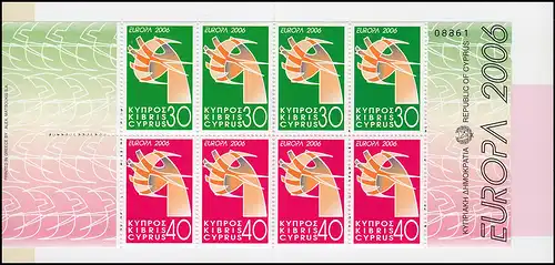 Chypre (en grec) Carnet de marques 8 Europe / Cept 2006, frais de port **