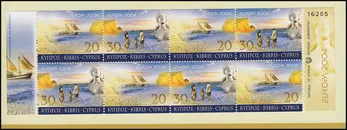 Chypre (en grec) Carnet de la marque 5 Europe / Cept 2004, frais de port **