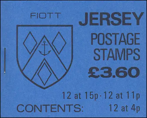 Jersey Carnets de marques 0-28, armoiries 3,60 livres 1987, **