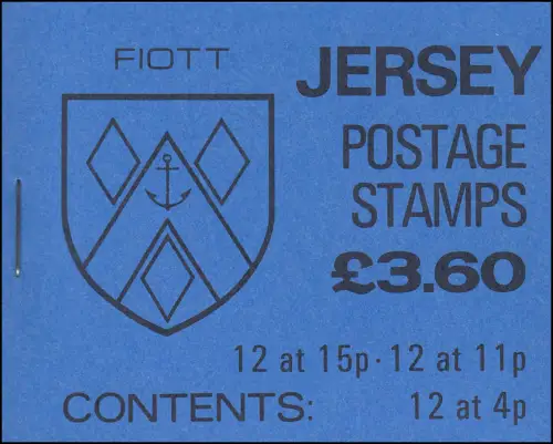Jersey Markenheftchen 0-28, Wappen 3,60 Pfund 1987, **