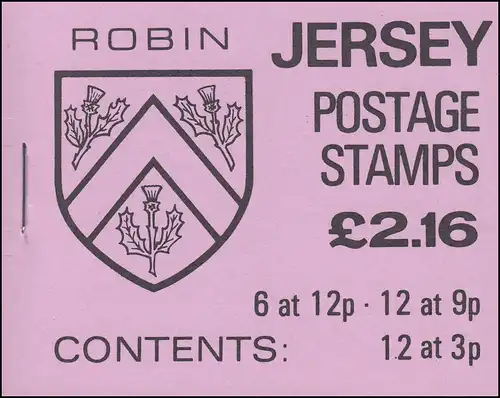 Jersey Markenheftchen 0-25, Wappen 2,16 Pfund 1984, **