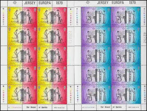 Jersey 192-195C Europe Post-Histoire - Contour C, jeu de petites feuilles **