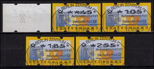 3.2 Posthörner VS-Satz 5 ATM 5-225, alle mit Zählnummer, ET-O Berlin 22.10.99
