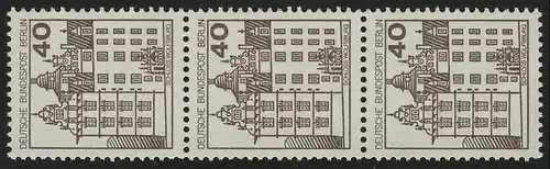 614 BuS alte Fluo 40 Pf 200er-Rolle, 3er-Streifen + Nr. **