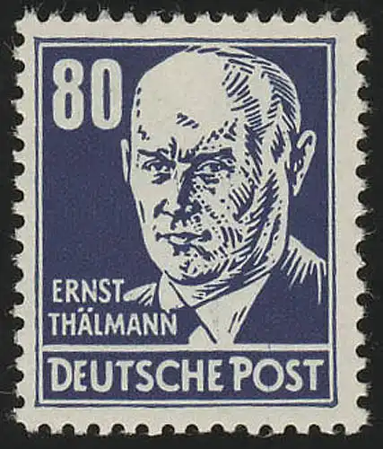 339va XI Ernst Thälmann 80 Pf blau Wz.2 XI ** geprüft