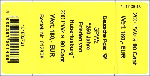 2985 Hubertusburg - Banderole für 200 Rollenmarken