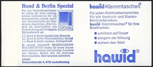 24f MH BuS 1982 - mit PLF IV Strich in der Baumkrone, Feld 1 ** postfrisch