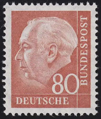264xv Theodor Heuss 80 Pf, geriffelte Gummierung, postfrisch **