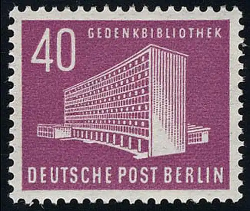 122 Bâtiments de Berlin 40 Pf, Amérique bibliothèque commémorative ** post-fraîchissement