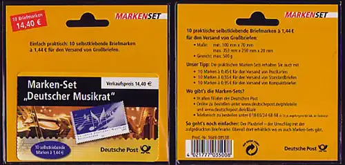 54bII B a MH Musikrat - im Blister MIT Gebührenangaben ** postfrisch