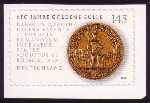 2516 Goldene Bulle SELBSTKLEBEND aus MH 62, postfrisch **