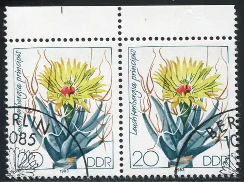 2804 Cactus 20 Pf. OR-Paar avec PLF marron tache, champ 6, ESSt Berlin