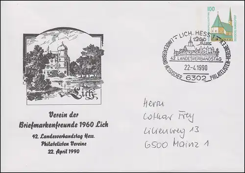 PU 290 SWK 100 Pf. 42. Landesverbandstag Hessen SSt LICH 22.4.1990 nach Mainz