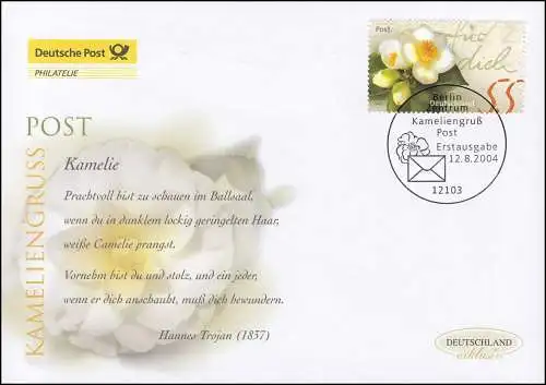 2414 Post - Kameliengruß. Schmuck-FDC Deutschland exklusiv