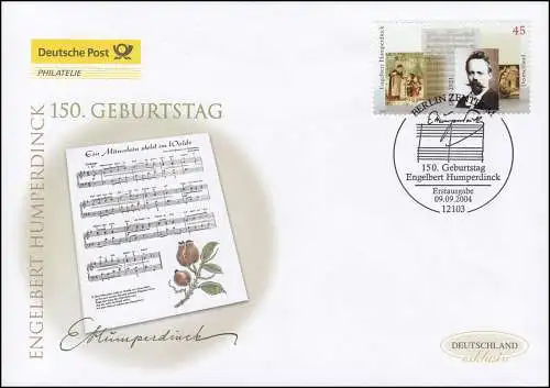 2420 Komponist Engelbert Humperdinck, Schmuck-FDC Deutschland exklusiv
