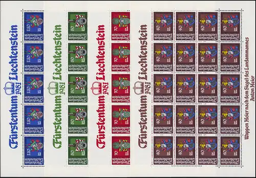 766-769 Armoiries des Landammann 1981, 4 valeurs, jeu de petites feuilles **