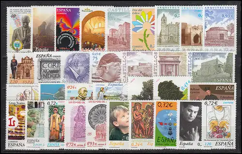 3609-3701 Espagne 2001 avec bloc 97-103 complet, frais de port **