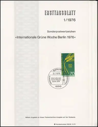 ETB Berlin Jahrgang 1976 Nr. 1 - 9 komplett