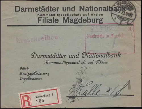 Infla-Notausgabe Gebühr-bezahlt-Stempel auf Briefvorderseite MAGDEBURG 19.9.23