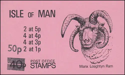 Isle of Man Markenheftchen 9, Freimarken Wappen 50p auf 40p 1985, ** postfrisch