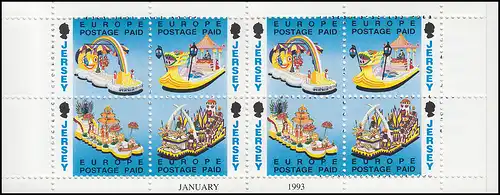Jersey Carnet 5, timbres blancs 2,24 livres 1993, **