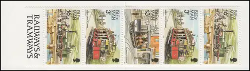 Isle of Man Markenheftchen 16, Straßenbahn und Eisenbahn 51 Pence 1988, **