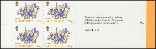 Guernsey Markenheftchen 0-13 Blumen - Iris Ideal 1994 **