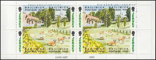 Jersey Carnets de marques 3, timbres francs 1,36 livre 1993, **