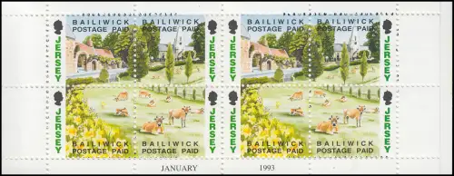 Jersey Carnets de marques 3, timbres francs 1,36 livre 1993, **