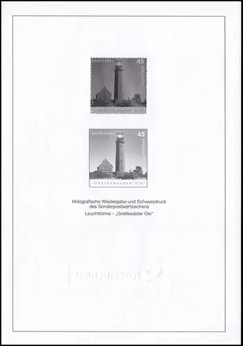 Schwarzdruck aus JB 2004 Leuchtturm Greifswalder Oie, mit Hologramm SD 27