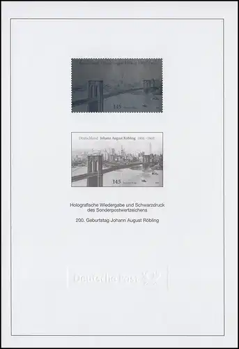 Impression noire de JB 2006 Röbling et le pont Brooklyn, avec hologramme SD 29