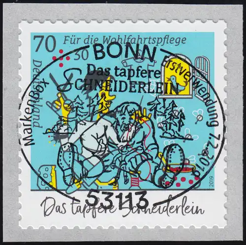 3444 Das tapfere Schneiderlein selbstkl. mit UNGERADER Nummer, EV-O Bonn 7.2.19
