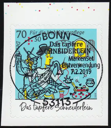 3444 Das tapfere Schneiderlein 70 Cent, selbstklebend aus MH 114, EV-O Bonn