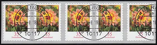 2514 Dahlie 35 Cent 2018 sk 5er-Streifen aus 10000er GERADE Nummer ET-O 9.8.18