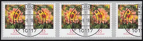 2514 Dahlie 35 cent 2018 sk 5 bandes de 10000 GERADE Numéro ET-O 9.8.18